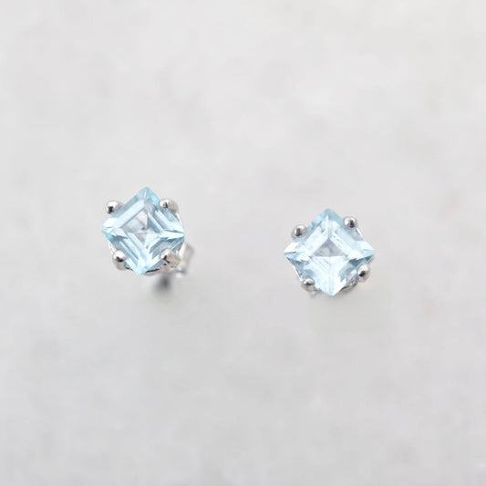 Princess November Birthstone Blue Topaz Earring