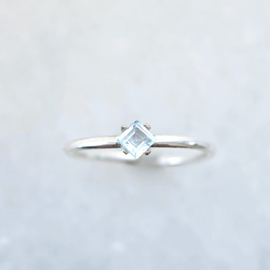 Princess November Birthstone Blue Topaz Ring