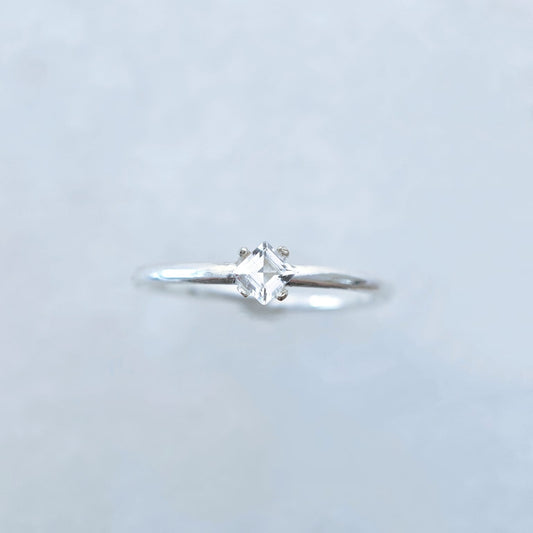 Princess April Birthstone White Topaz Ring