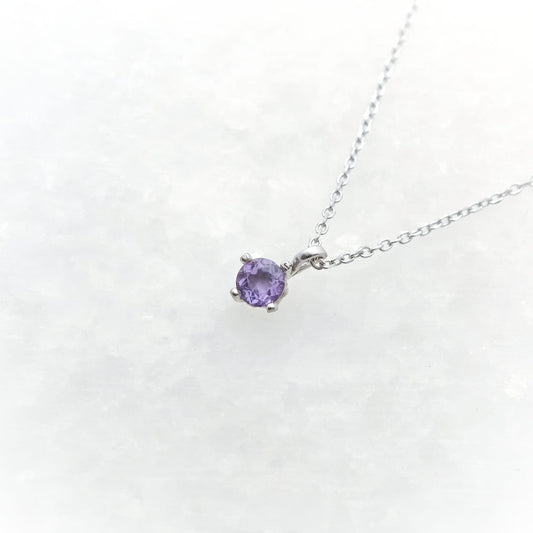 Round February Birthstone Amethyst Necklace