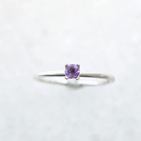 Round February Birthstone Amethyst Ring