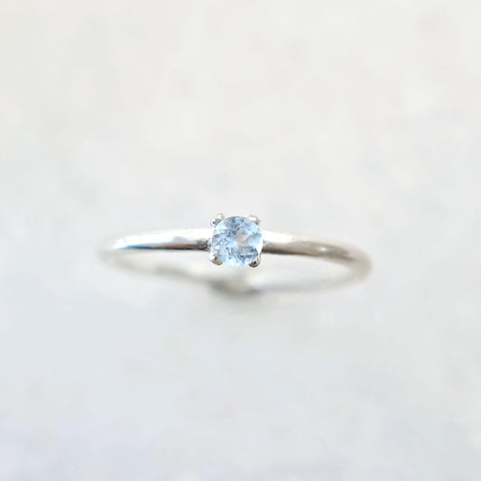 Round November Birthstone Blue Topaz Ring