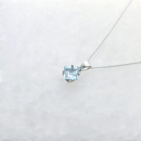 Princess November Birthstone Blue Topaz Necklace