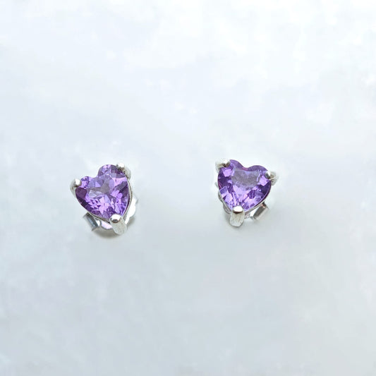 Heart Amethyst Earring